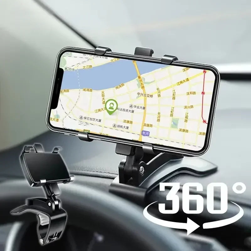 Dashboard Car Phone Holder – 360° Rotating Clip Mount – image 3