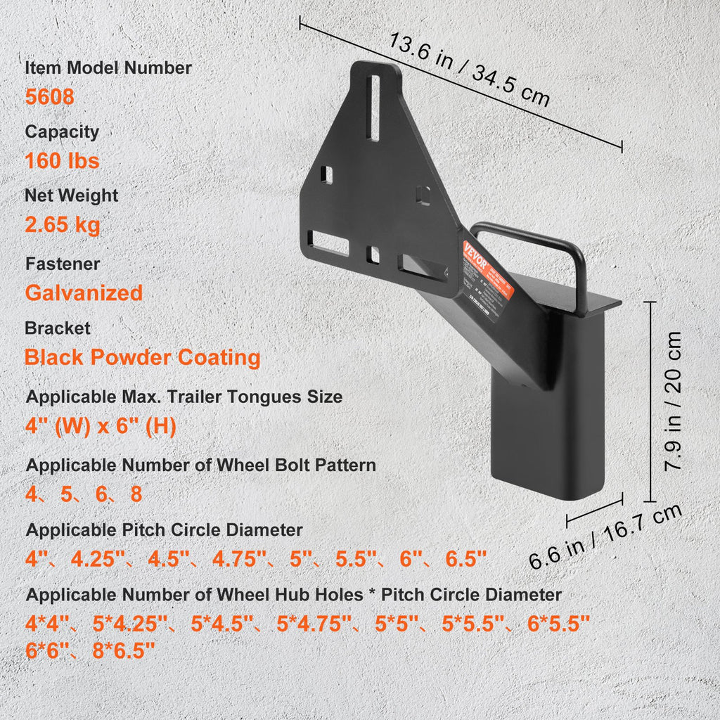 Trailer Spare Tire Carrier, Spare Tire Mount for Trailers, 160 lb – image 6