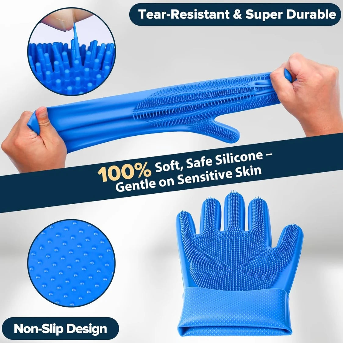 Dog Bath Grooming Kit – 6 Pcs Gloves, Brushes & Finger Brushes – image 4