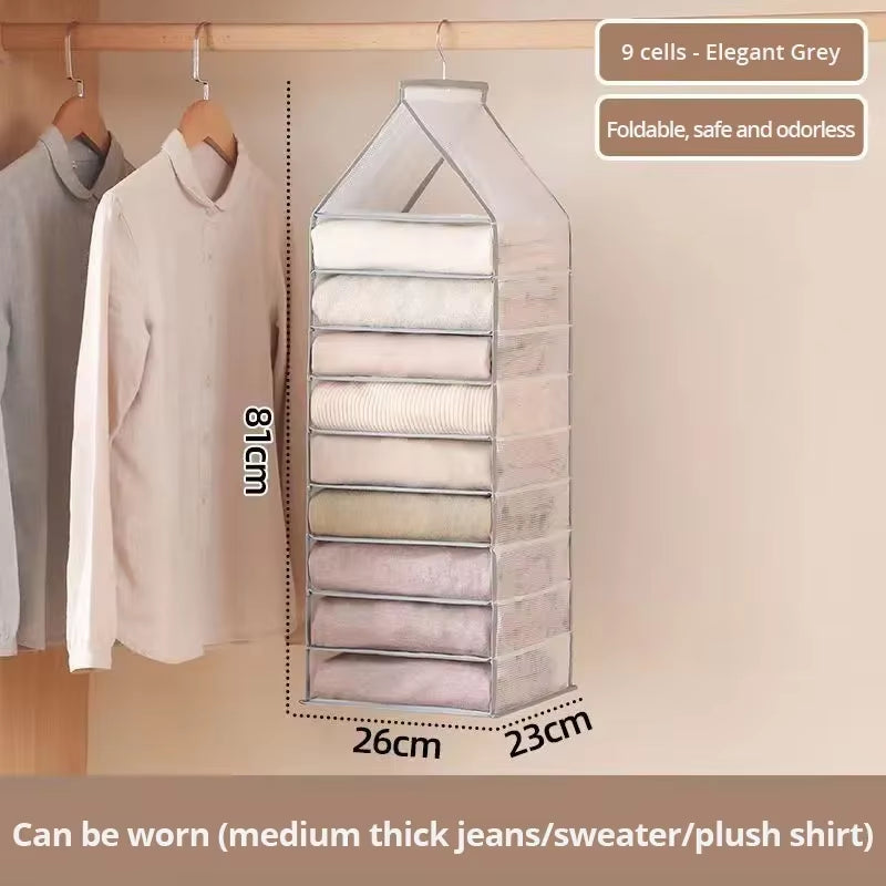 Hanging Closet Organizer – Clear 6, 9 or 12 Compartment Bag – image 8