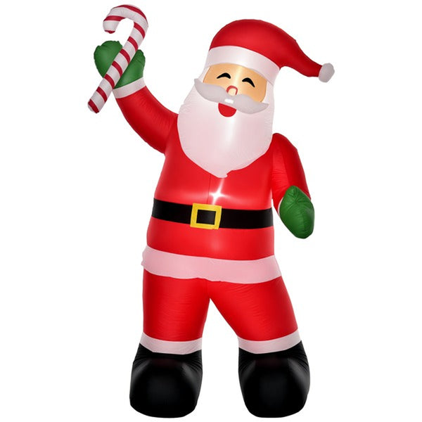 8 Ft Inflatable Santa with Candy Cane, Lighted Christmas Yard Decor – image 1