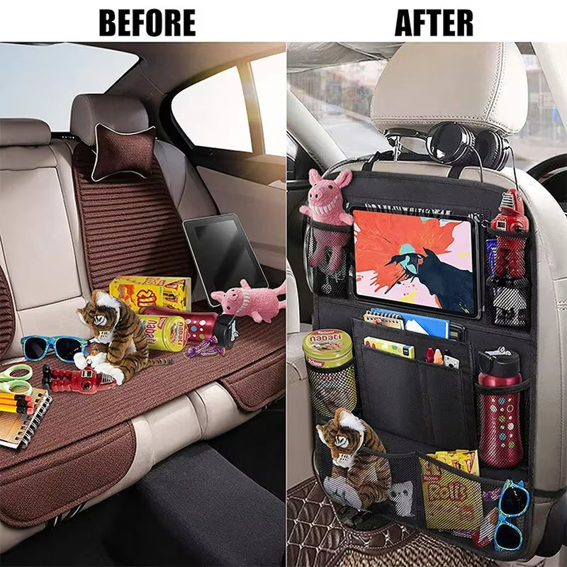 Backseat Organizer with Tablet Holder - Multi-Pocket Kick Mat – image 4