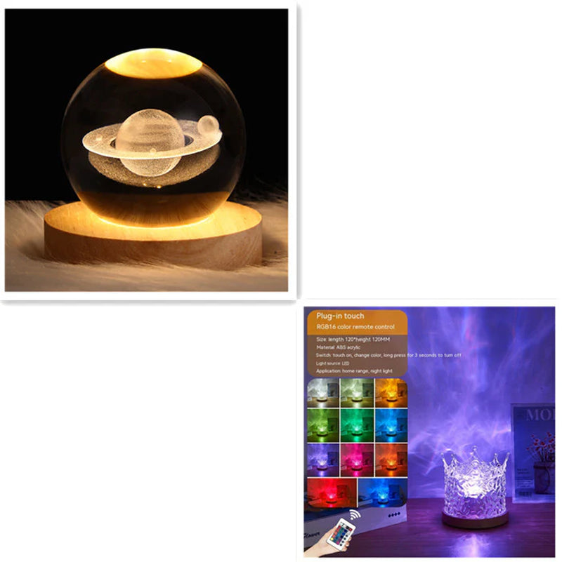 Water Ripple Night Light, Rotating Crystal Table Lamp, 16 Colors – image 7