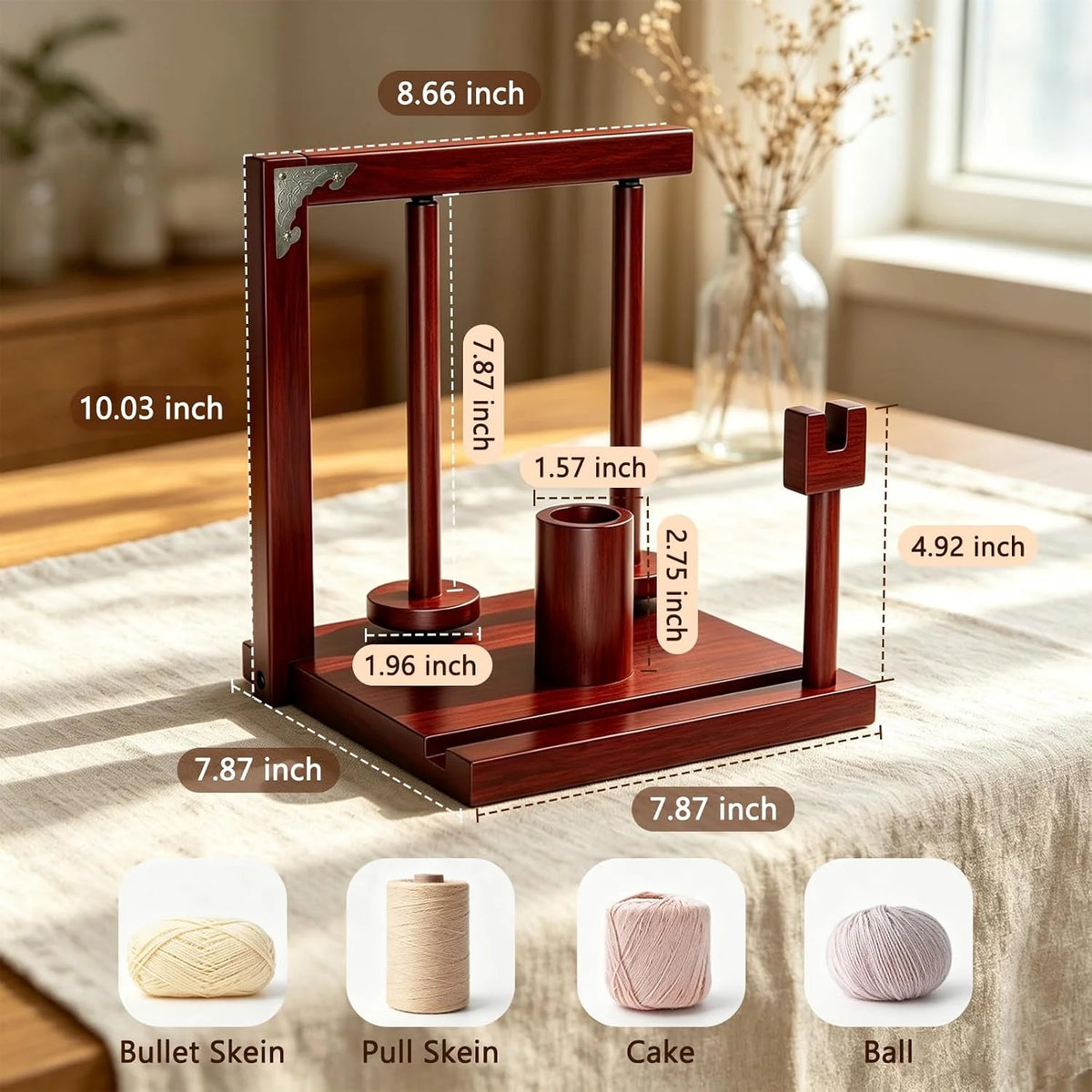 Wooden Yarn Holder with Double Magnetic Spindles for Crocheting – image 4