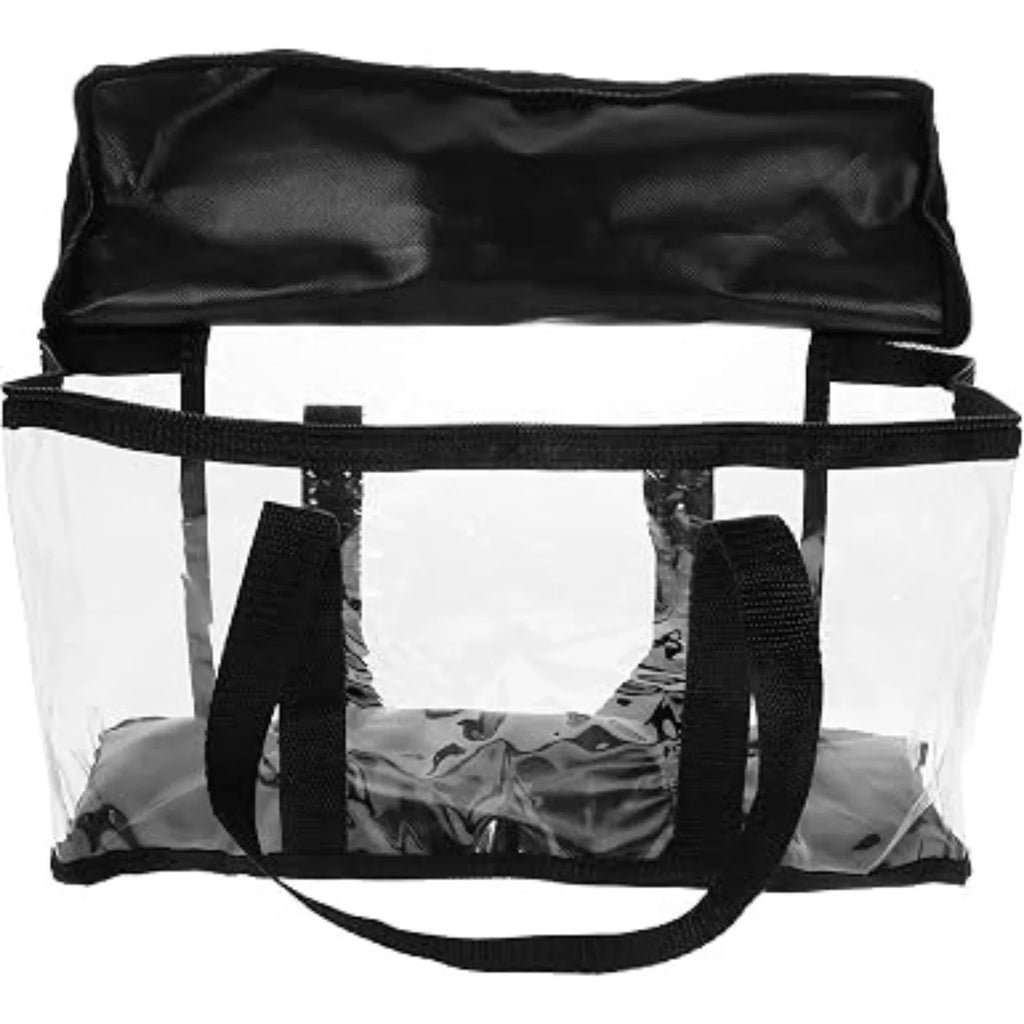 Clear Tote Bag – PVC and Oxford Handbag, 14.5 x 8.3 in