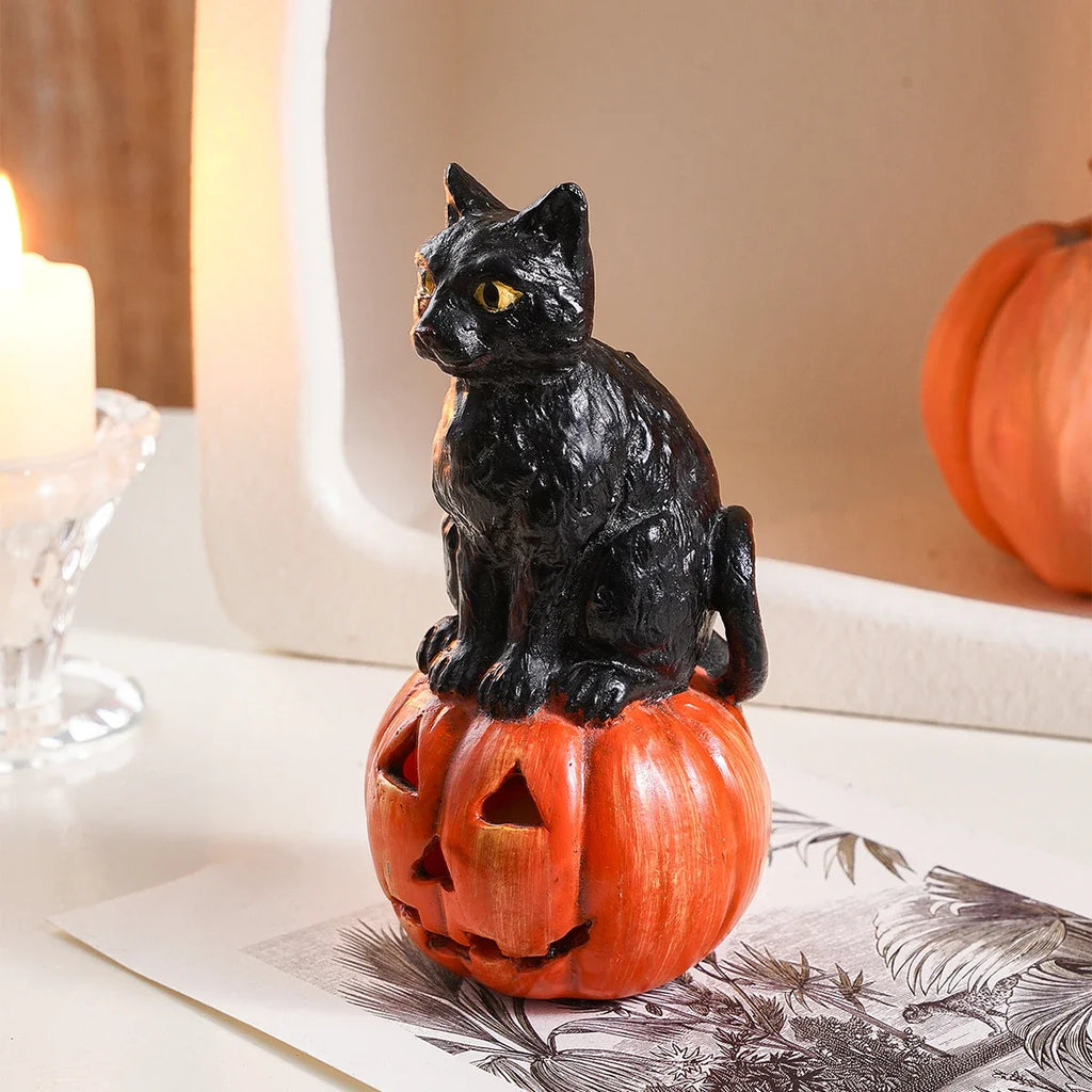 Black Cat Figurine – Resin Halloween Decor Ornament – image 3