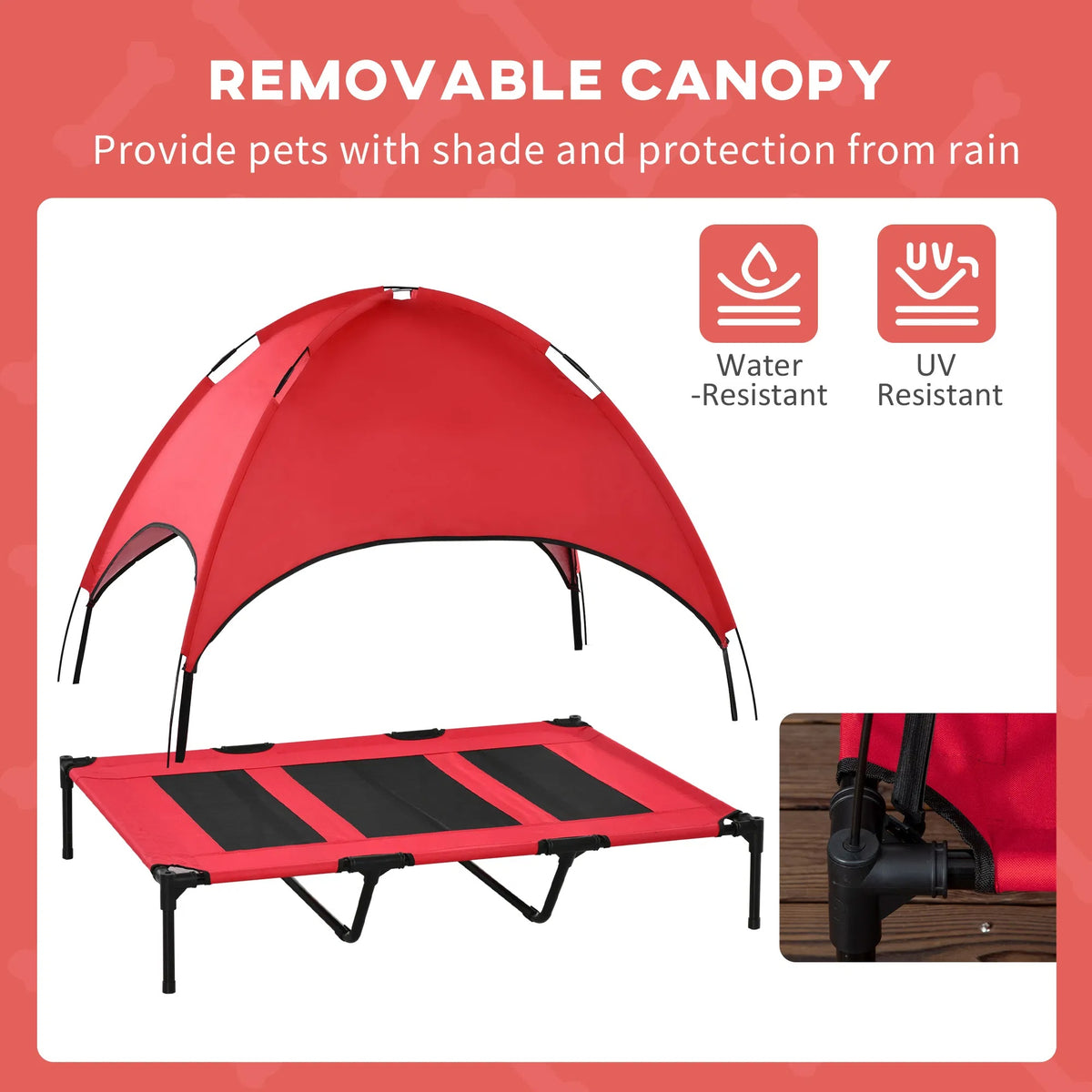 Elevated Dog Bed with Canopy, 48 x 36 in Raised Outdoor Dog Cot – image 2