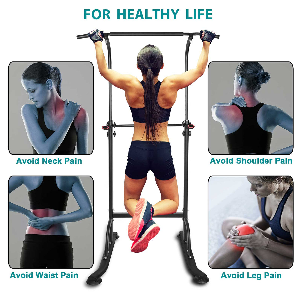 Power Tower Pull Up Dip Station – Adjustable with Sit-Up Bench – image 4