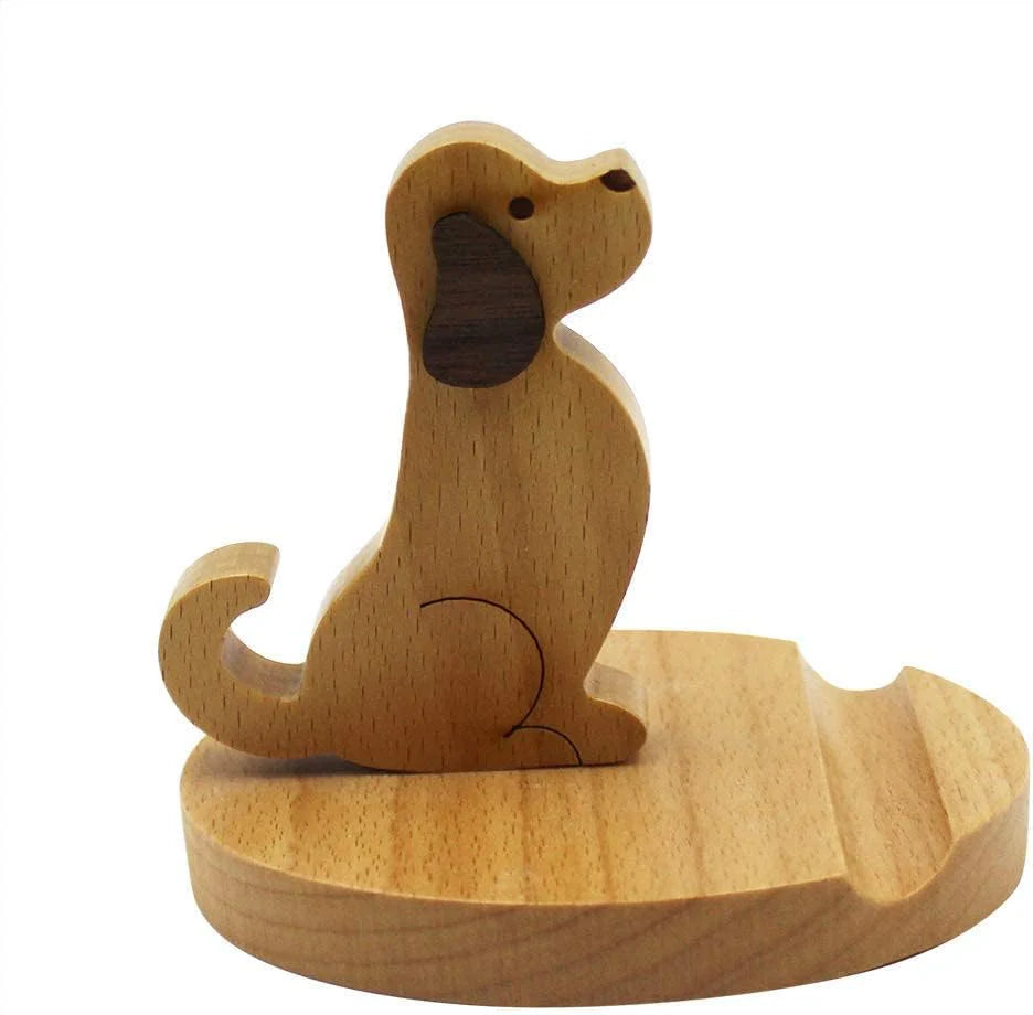 Wooden Dog Phone Stand for Desk – image 8