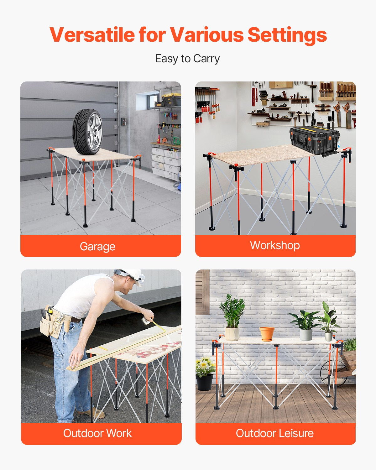 Portable Folding Workstand 4.15 x 2.18 ft, 2500 lb Collapsible – image 6