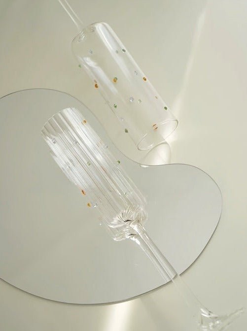 Handblown Rainbow Sprinkle Champagne Flutes, Set of 2 – image 3