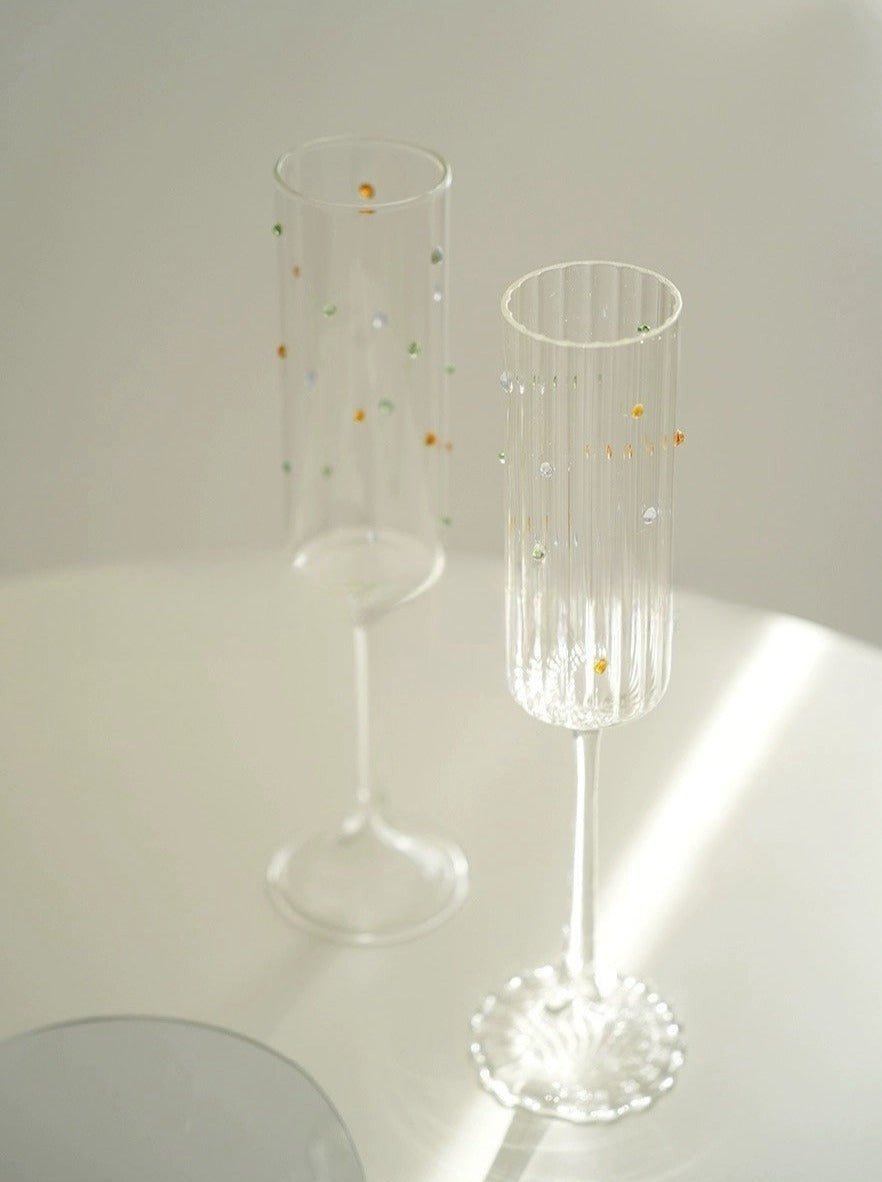 Handblown Rainbow Sprinkle Champagne Flutes, Set of 2 – image 2