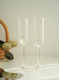Handblown Rainbow Sprinkle Champagne Flutes, Set of 2