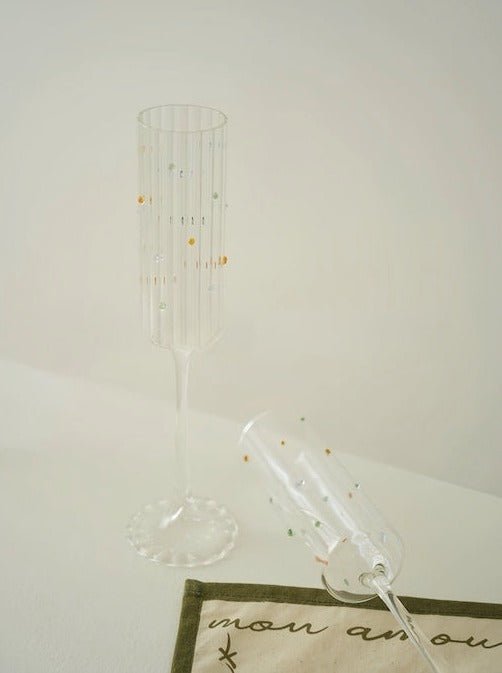 Handblown Rainbow Sprinkle Champagne Flutes, Set of 2 – image 5