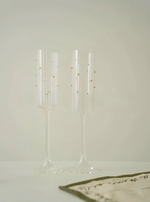 Handblown Rainbow Sprinkle Champagne Flutes, Set of 2 – image 6