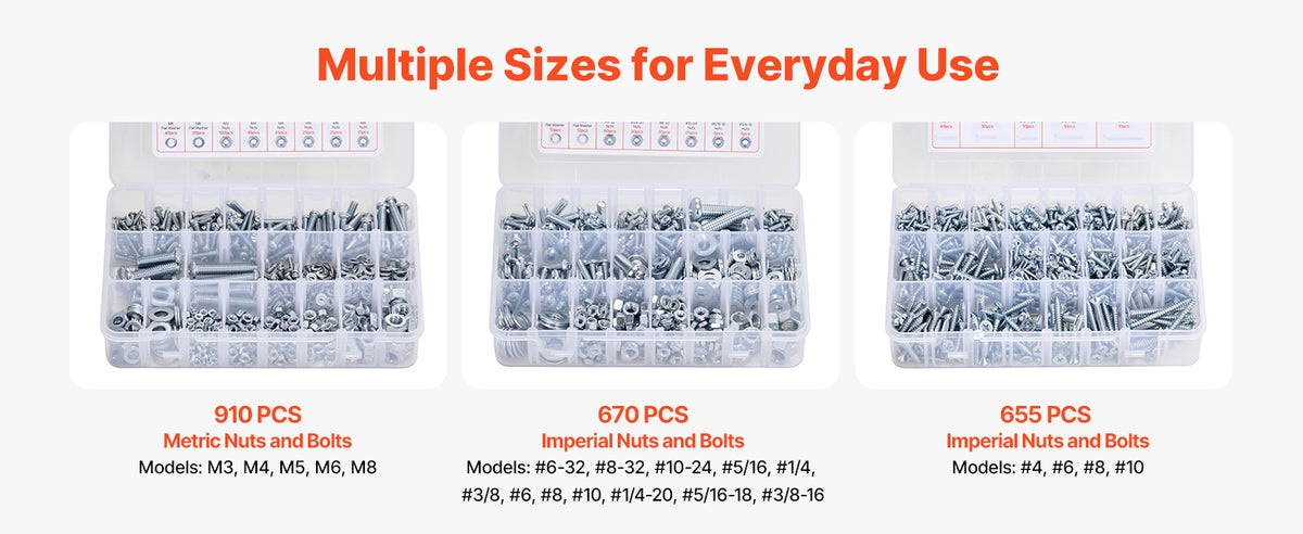 Bolts and Nuts Assortment Kit 2250 Pc Metric Imperial – image 3