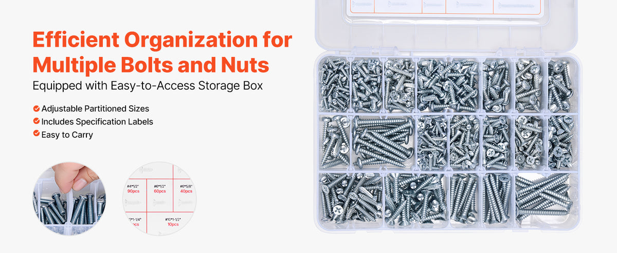 Bolts and Nuts Assortment Kit 2250 Pc Metric Imperial – image 5