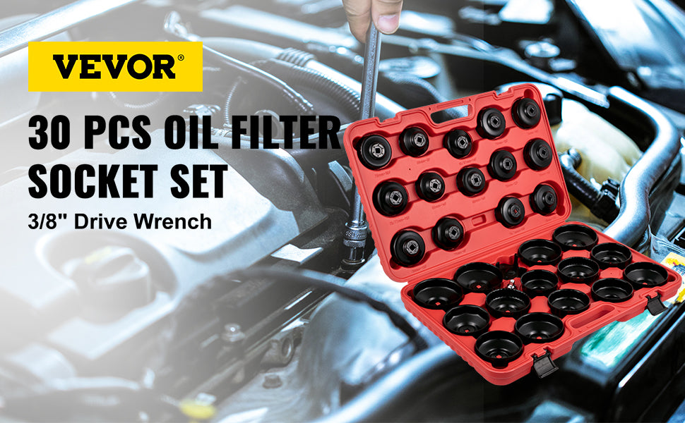 Oil Filter Socket Set 30 Pc Low Profile 3/8 Drive with Case – image 2