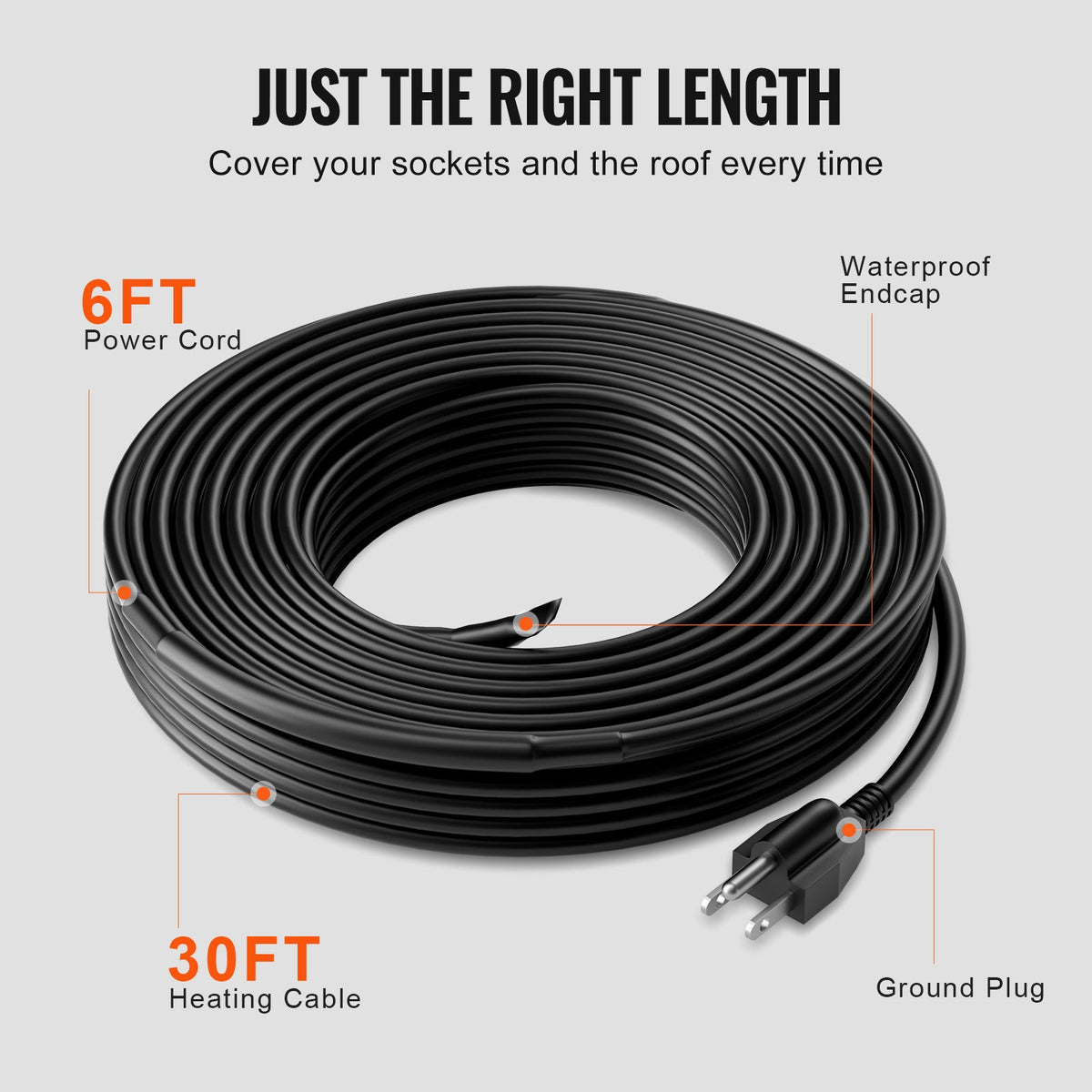 Pipe Heating Cable 30 ft Self-Regulating Heat Tape, 5W/ft