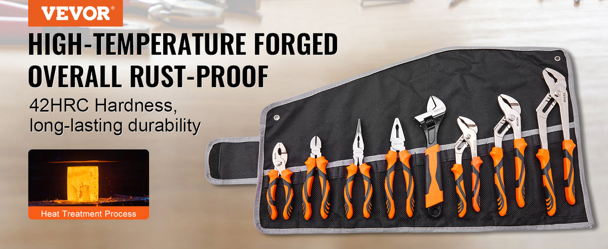 Pliers Set 8 Pc High Carbon Steel with Adjustable Wrench – image 2