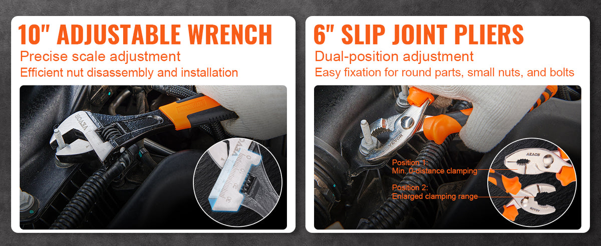 Pliers Set 8 Pc High Carbon Steel with Adjustable Wrench – image 4