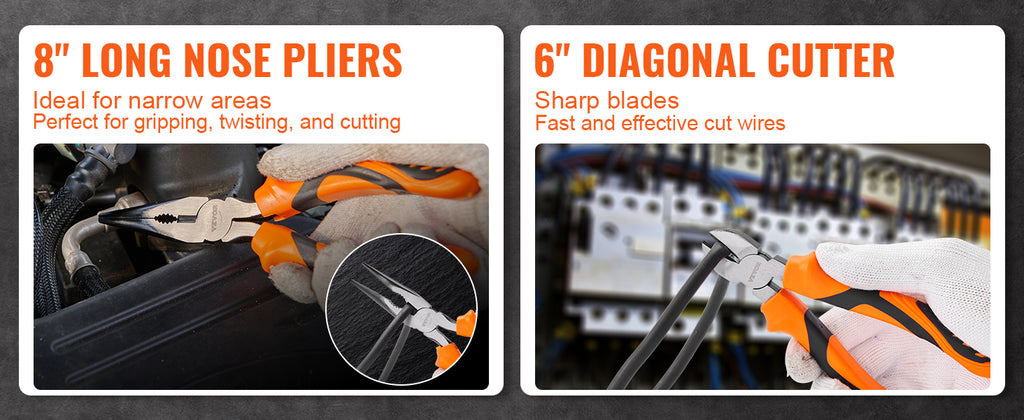 Pliers Set 8 Pc High Carbon Steel with Adjustable Wrench – image 6