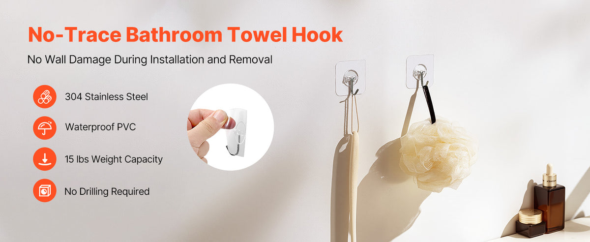 Adhesive Wall Hooks 12 Pack – Heavy Duty 15 lb Stainless Steel Hooks – image 2